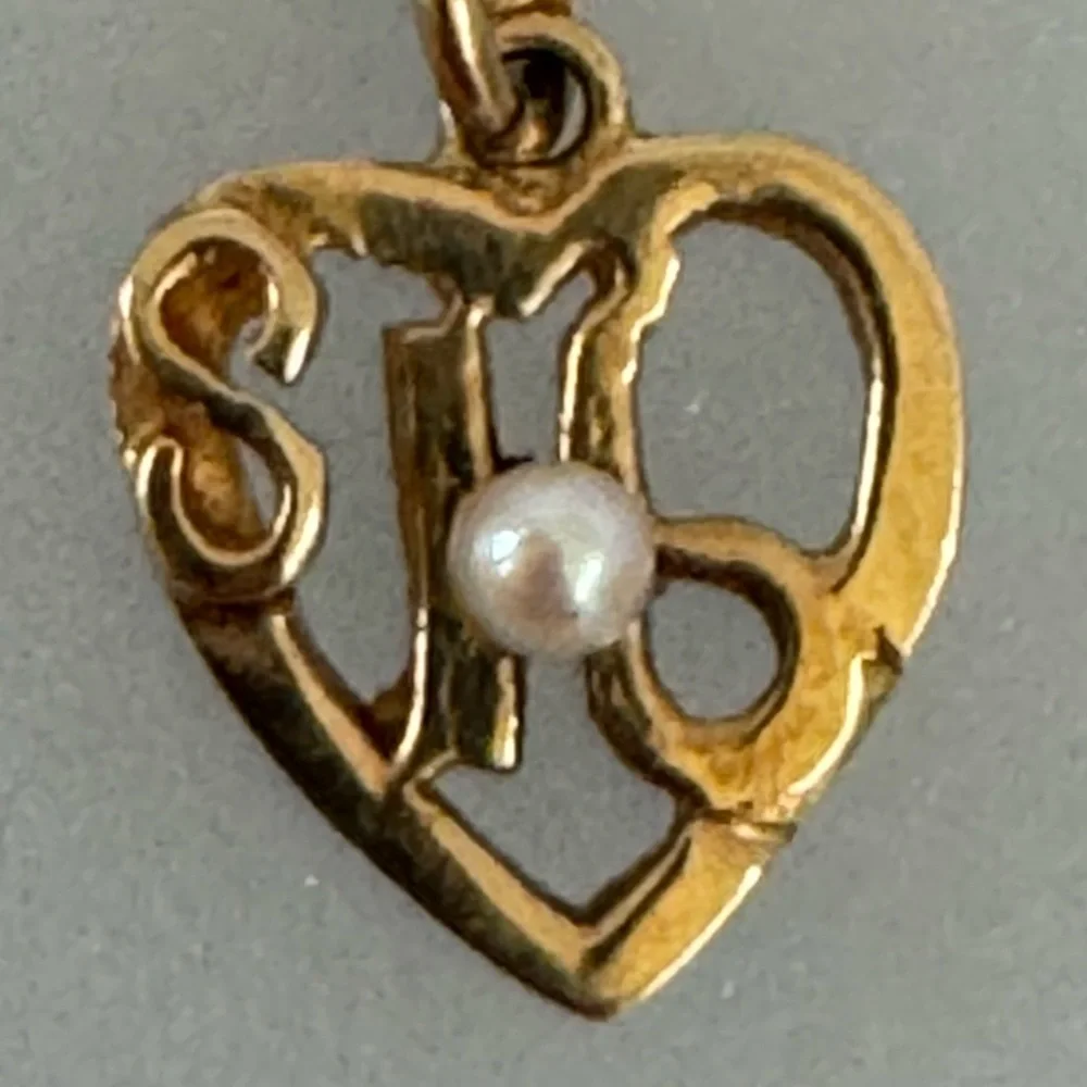 14k real solid gold sweet sixteen Real pearl bracelet